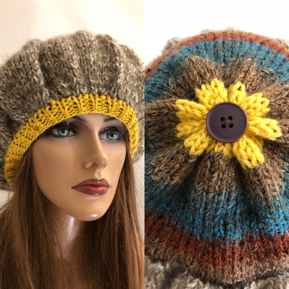 Hand Knits 2 Love Hat, Slouch,Beret. Hip & roomy.